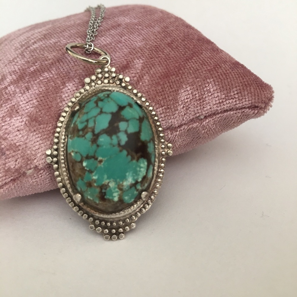 Natural turquoise sterling silver pendant - Picture 2 of 5